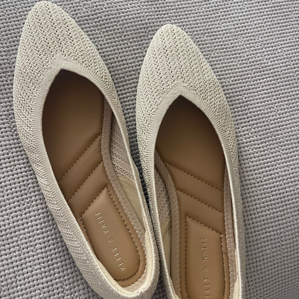 Kelly & Katie Cream Textured Flats